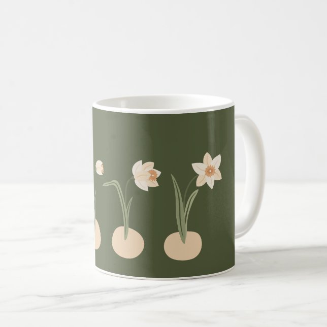 Minimalistisk Blommigt Charm Grönt Naturlig Anpass Kaffemugg (Framsida höger)