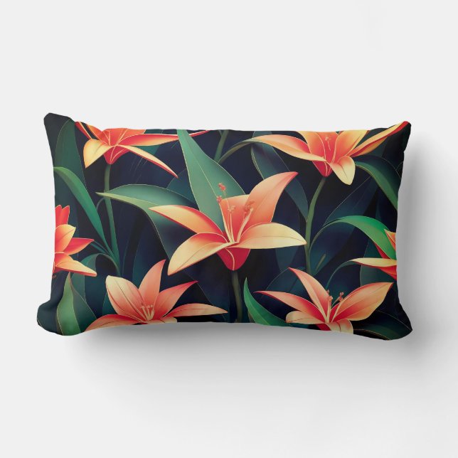 Minimalistisk Blommigt Charm Seamless Mönster Lumbarkudde (Framsida)
