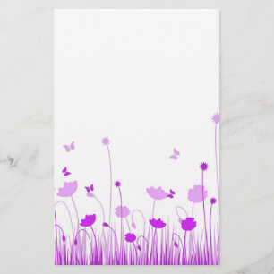 Minimalistisk Blommigt för Lila och vita vallmo Brevpapper