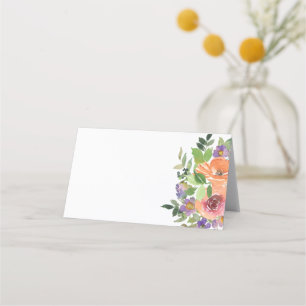 Minimalistisk Blommigt för vattenfärgsOrange Placeringskort