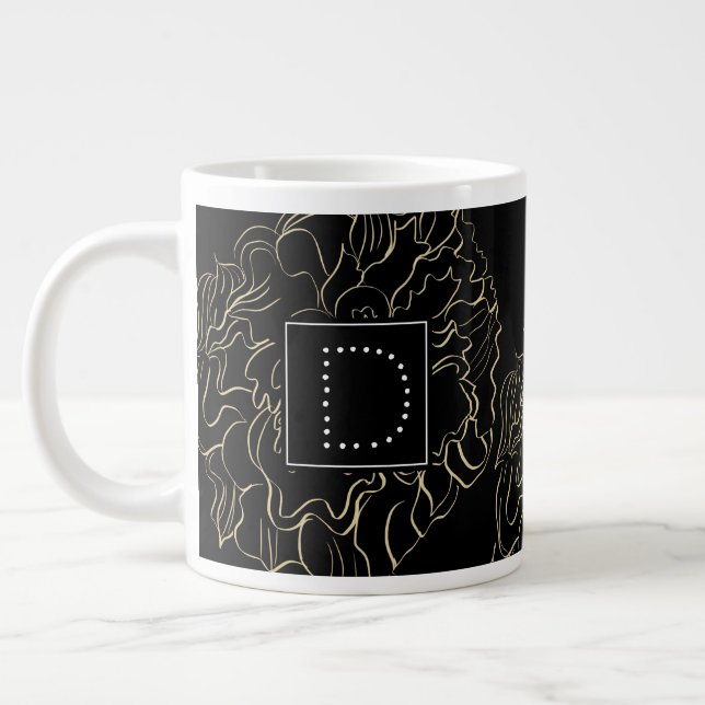 Minimalistisk Blommigt Hand plockade Monogram Jumbo Mugg (Vänster)