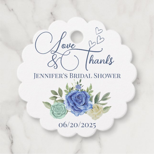 Minimalistisk blommigt kärlek och tacksam möhippa gåvor etiketter (Framsida)