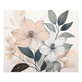 Minimalistisk Blommigt Line Art Fototryck