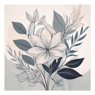 Minimalistisk Blommigt Line Art Fototryck