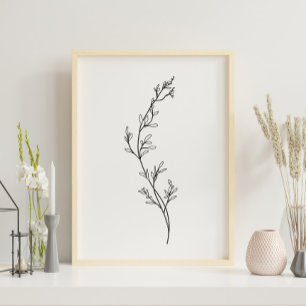 Minimalistisk Blommigt Line Art Poster