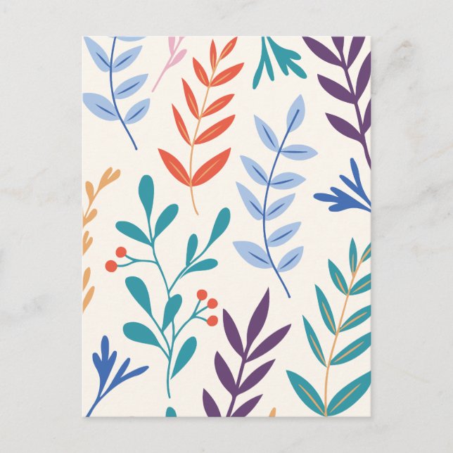 Minimalistisk blommigt löv helg vykort (Framsida)