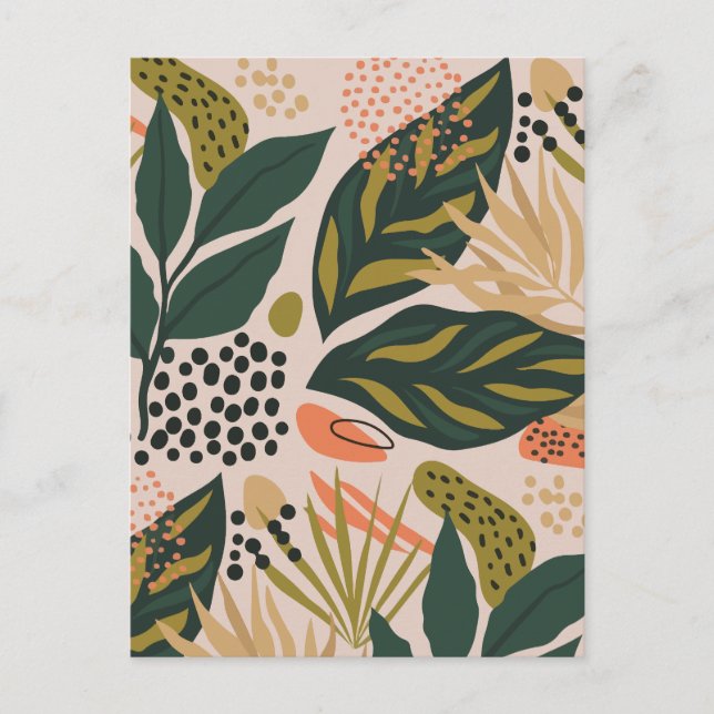Minimalistisk blommigt löv helg vykort (Framsida)