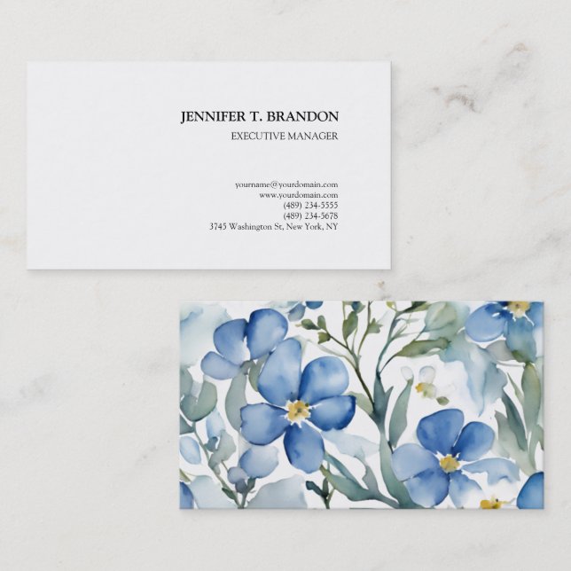 Minimalistisk Blommigt med oformaterad modern vatt Visitkort (Fram/baksida)