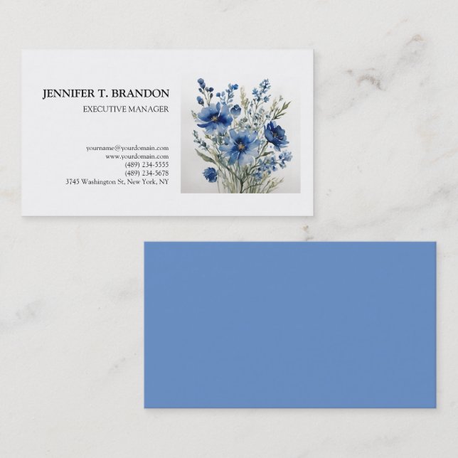 Minimalistisk Blommigt med oformaterad modern vatt Visitkort (Fram/baksida)