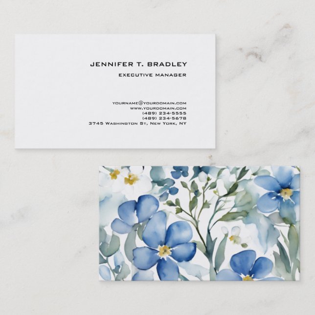 Minimalistisk Blommigt med oformaterad modern vatt Visitkort (Fram/baksida)