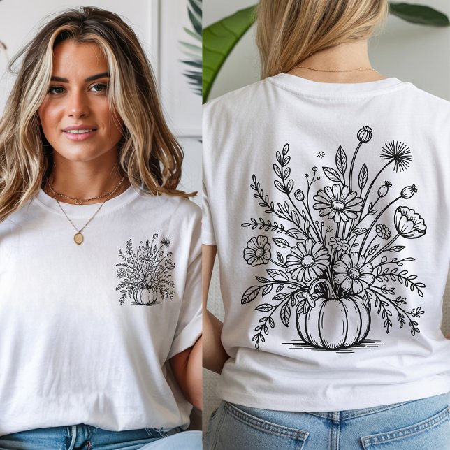 Minimalistisk Blommigt Pumpkin Shirt, Fall Vibes S T Shirt (floral pumpkin shirt, floral pumpkin sweatshirt, minimalist pumpkin shirt, fall vibes sweatshirt,)