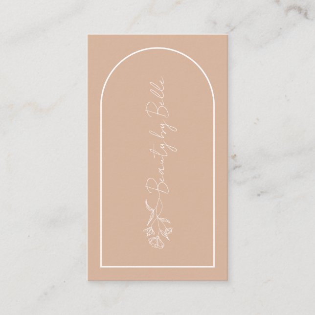 Minimalistisk Blommigt Rosa Arch Beauty Estheticia Visitkort (Framsida)