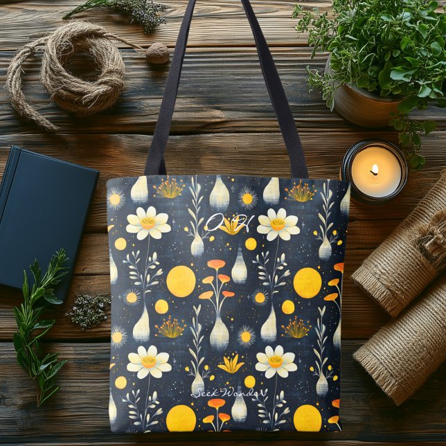 Minimalistisk Blommigt Sol Hälsa Tote Bag Tygkasse (Skapare uppladdad)