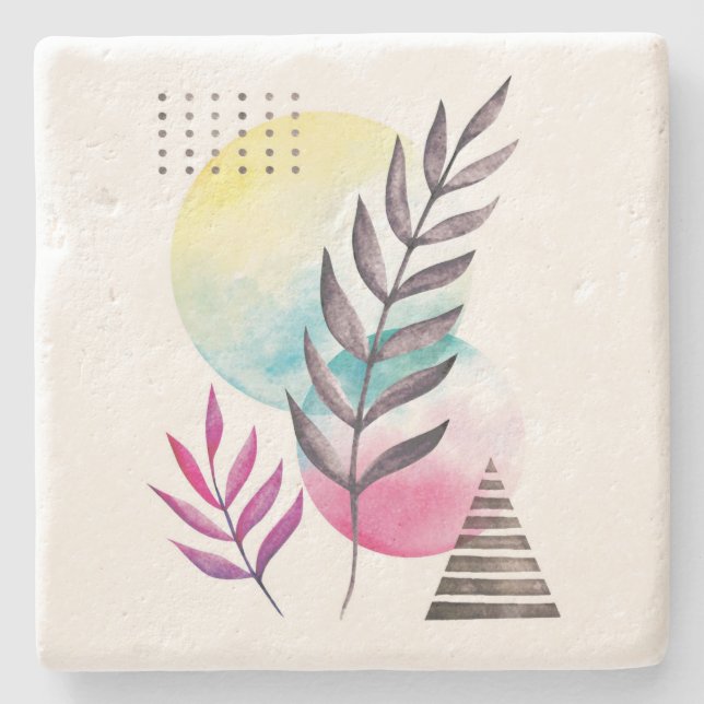 Minimalistisk Blommigt Stenunderlägg (Framsidan)