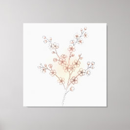 Minimalistisk blomning linjekonst Rosa akvarell Canvastryck