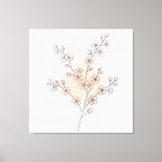 Minimalistisk blomning linjekonst Rosa akvarell Canvastryck