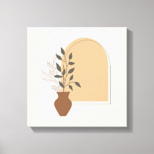 Minimalistisk blomning Vas och båge med Boho Stil Canvastryck