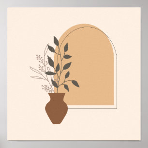 Minimalistisk blomning Vas och båge med Boho Stil Poster