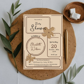 Minimalistisk Blomster Anteckningar Baby Shower Inbjudningar