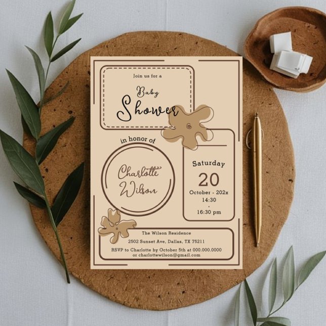 Minimalistisk Blomster Anteckningar Baby Shower Inbjudningar (Skapare uppladdad)