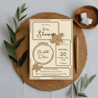 Minimalistisk Blomster Anteckningar Baby Shower Inbjudningar