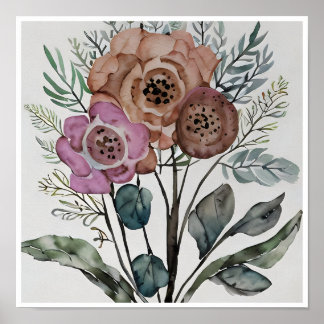 Minimalistisk blomsterbölja poster