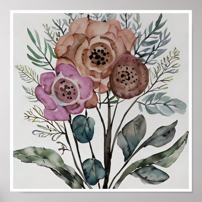 Minimalistisk blomsterbölja poster (Framsidan)