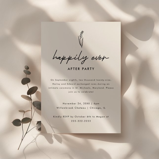 Minimalistisk blomsterbröllop Elopement-mottagning Inbjudningar (Skapare uppladdad)