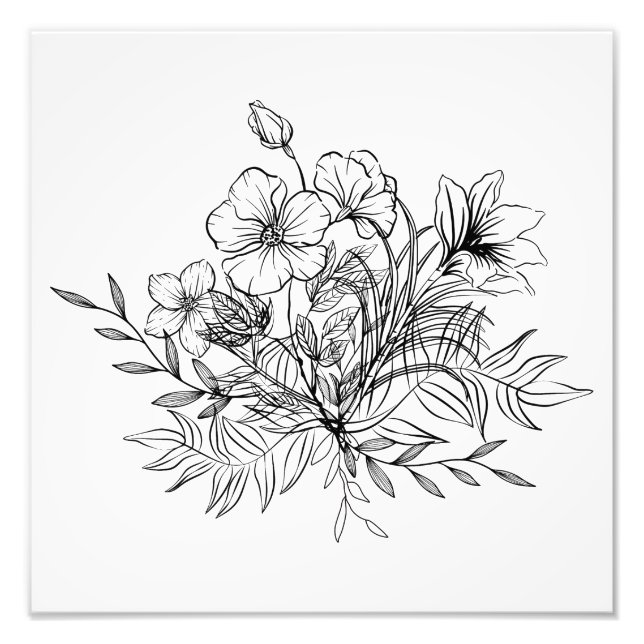Minimalistisk blomsterbukett  fototryck (Framsidan)