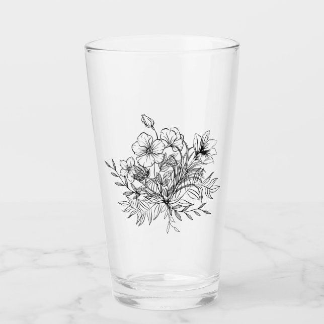 Minimalistisk blomsterbukett  glaskopp (Framsida)