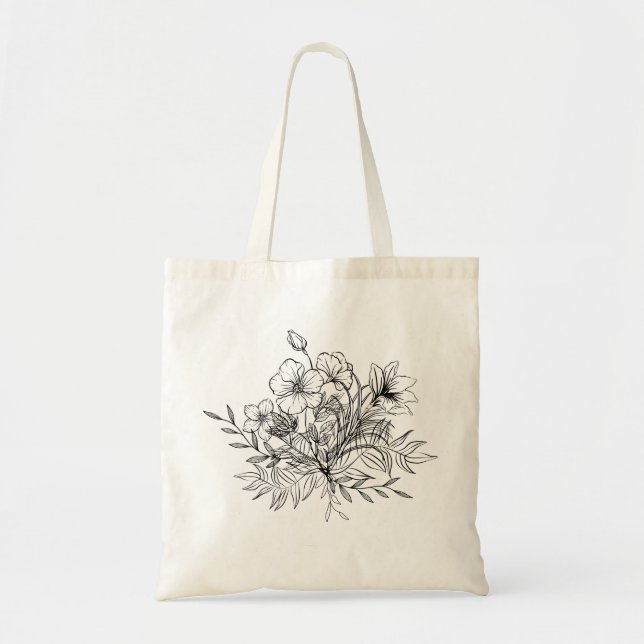 Minimalistisk blomsterbukett  tygkasse (Framsidan)