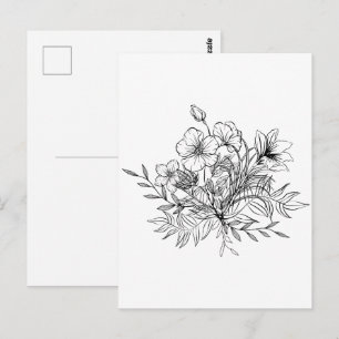 Minimalistisk blomsterbukett vykort