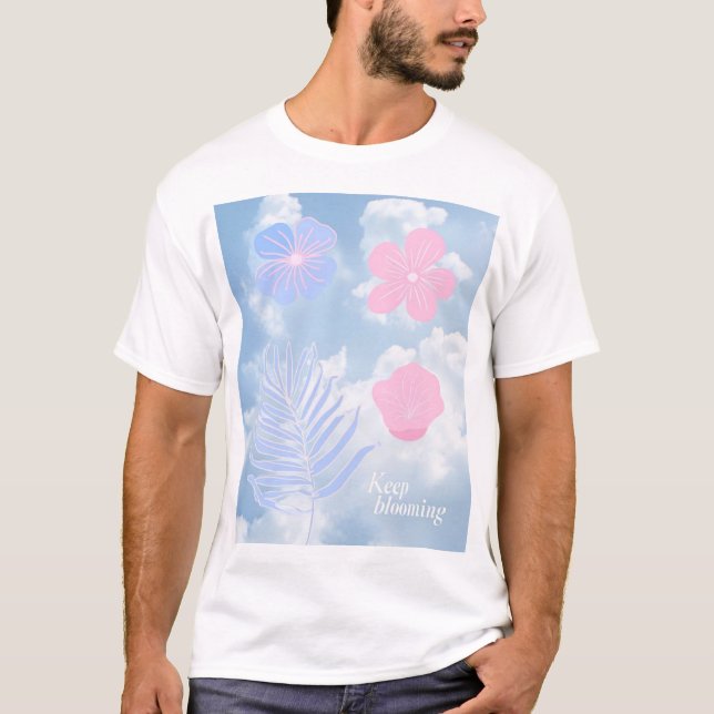 Minimalistisk blomsterdesign – botanisk estetik t shirt (Framsida)