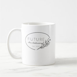 Minimalistisk blomsterdesign Future Mrs. Est 2026 Kaffemugg