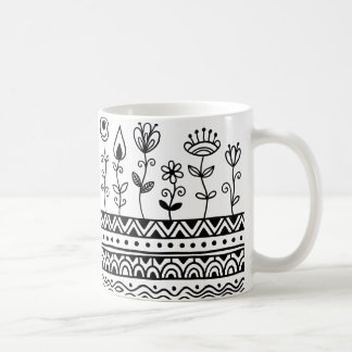 Minimalistisk blomsterfolkmönsterkopp – Boho linje Kaffemugg