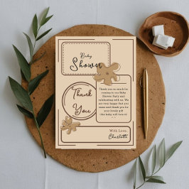 Minimalistisk Blomstergestaltning För Baby Shower Tack Kort