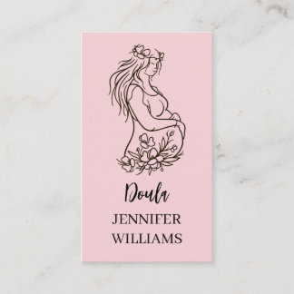 Minimalistisk blomsterkonst graviditetslinje doula visitkort