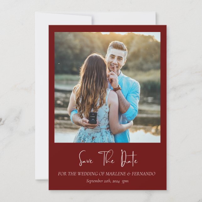 Minimalistisk blomsterlig save the date  spara datumet (Framsida)