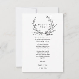 Minimalistisk blomsterlinjekonst Platt tackkort Tack Kort