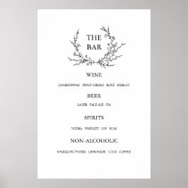 Minimalistisk blomstermönstrad linjekonst bröllops poster