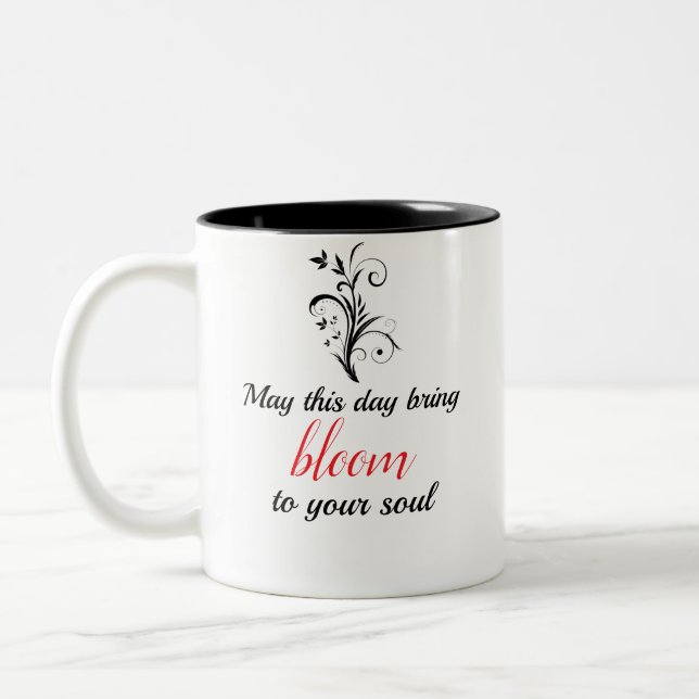 Minimalistisk blomstermotivationskaffekopp Två-Tonad mugg (Vänster)