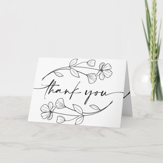 Minimalistisk blomsterrig Whimsical bröllop Tack Kort (Framsida)