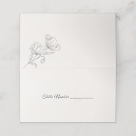 Minimalistisk blomsterritad vigsel elegant botanis placeringskort