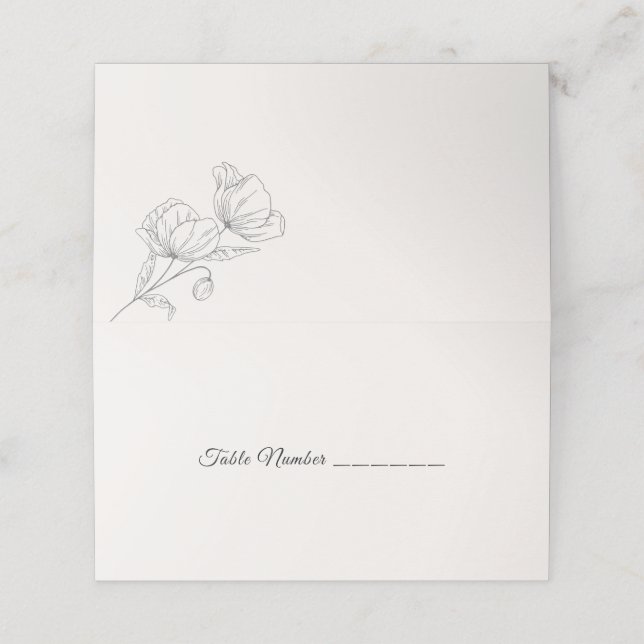 Minimalistisk blomsterritad vigsel elegant botanis placeringskort (Utvändigt utvikt)
