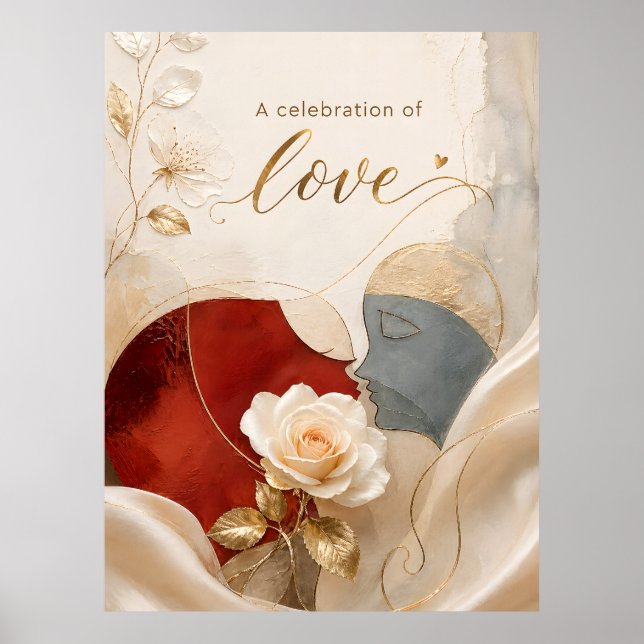 Minimalistisk blomsterros konstaffisch poster (Framsidan)