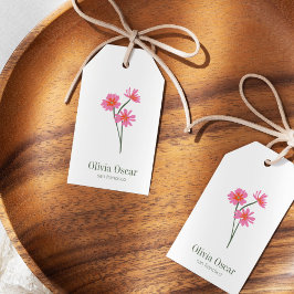 Minimalistisk blomstrande, modern Blommigt för Ros Presentetikett