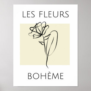 Minimalistisk blomtypografi poster