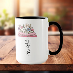 Minimalistisk blomviolett / rosa bok anpassa mugg
