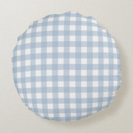 Minimalistisk Blue Gingham Play Mönster Rund Kudde