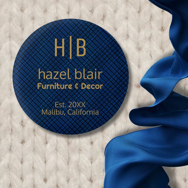 Minimalistisk Blue Guld Monogram Business Logotyp Knapp (Skapare uppladdad)